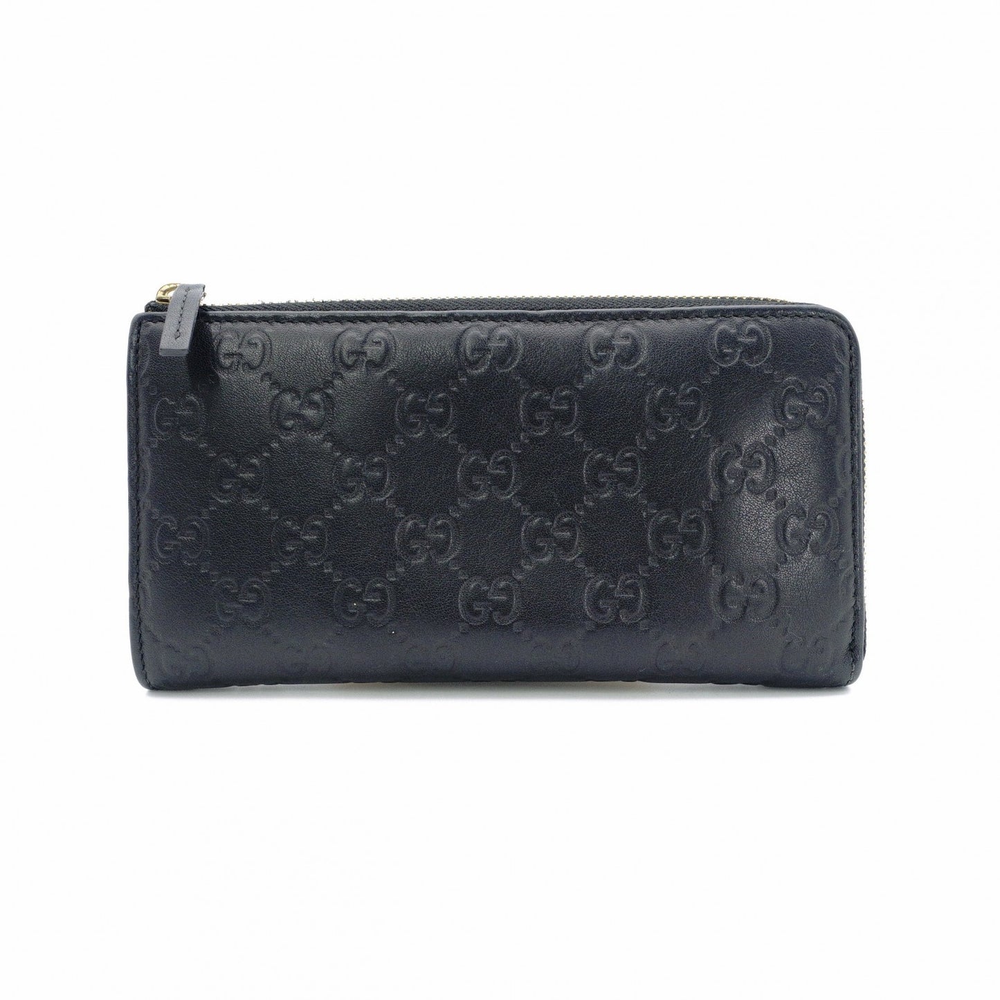 GUCCI Zipper Striped Long Wallet, Leather, Black, L-shaped Zipper