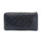 GUCCI Zipper Striped Long Wallet, Leather, Black, L-shaped Zipper