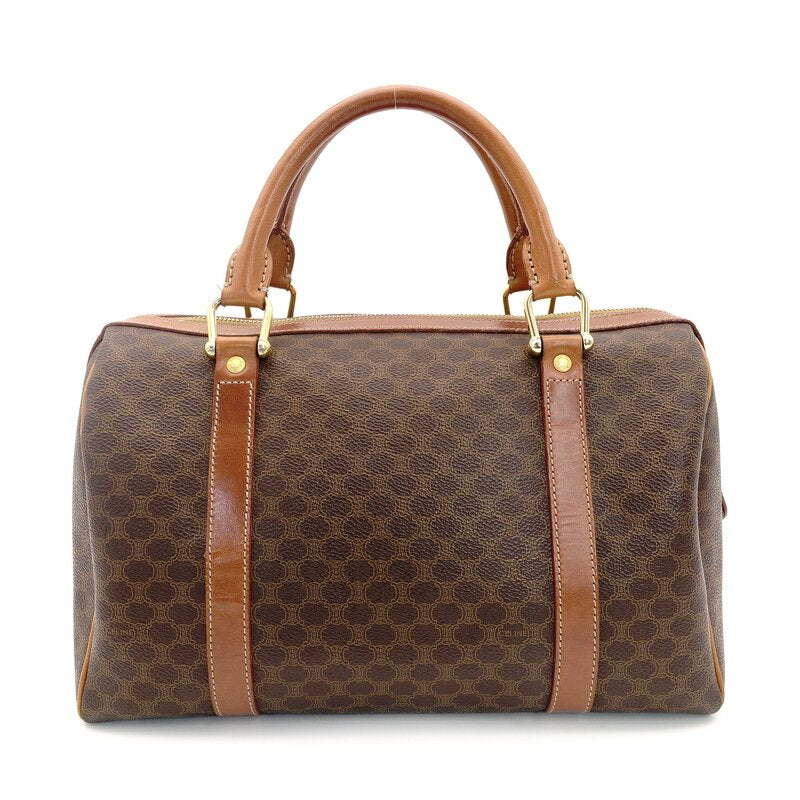 Céline Macadam Handbag Brown PVC Leather Vintage 7-9-502