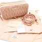 MIU MIU Matelassé Shoulder Bag Pink Leather Crossbody Gold Hardware 7-12-677