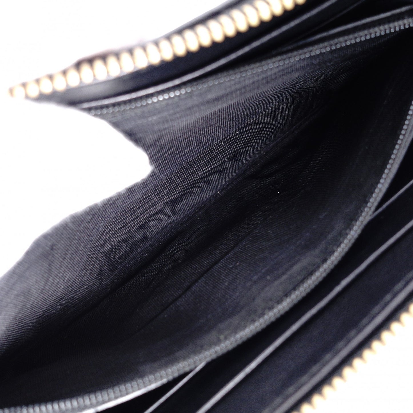 GUCCI Zipper Striped Long Wallet, Leather, Black, L-shaped Zipper
