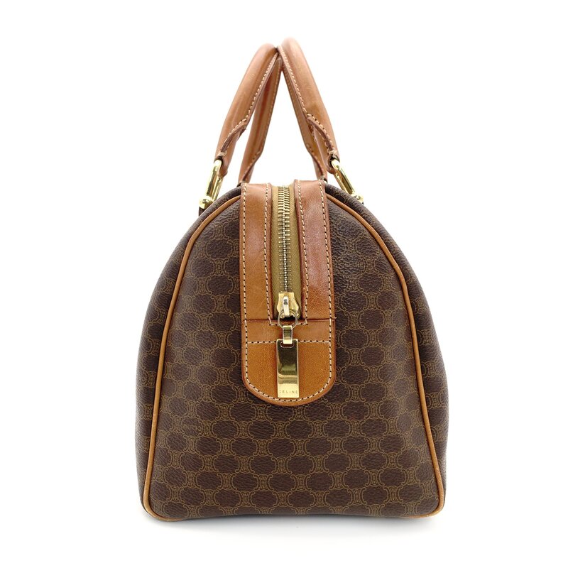 Céline Macadam Handbag Brown PVC Leather Vintage 7-9-502