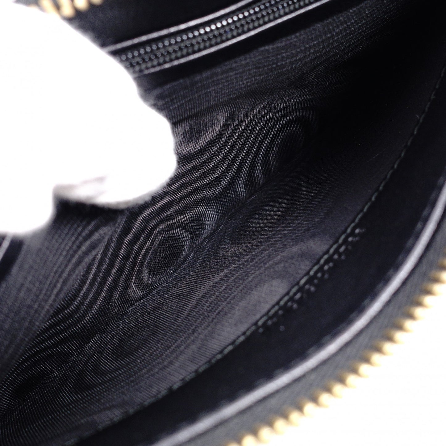 GUCCI Zipper Striped Long Wallet, Leather, Black, L-shaped Zipper