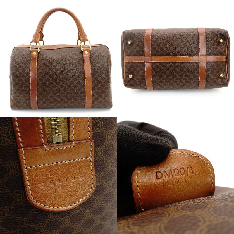 Céline Macadam Handbag Brown PVC Leather Vintage 7-9-502