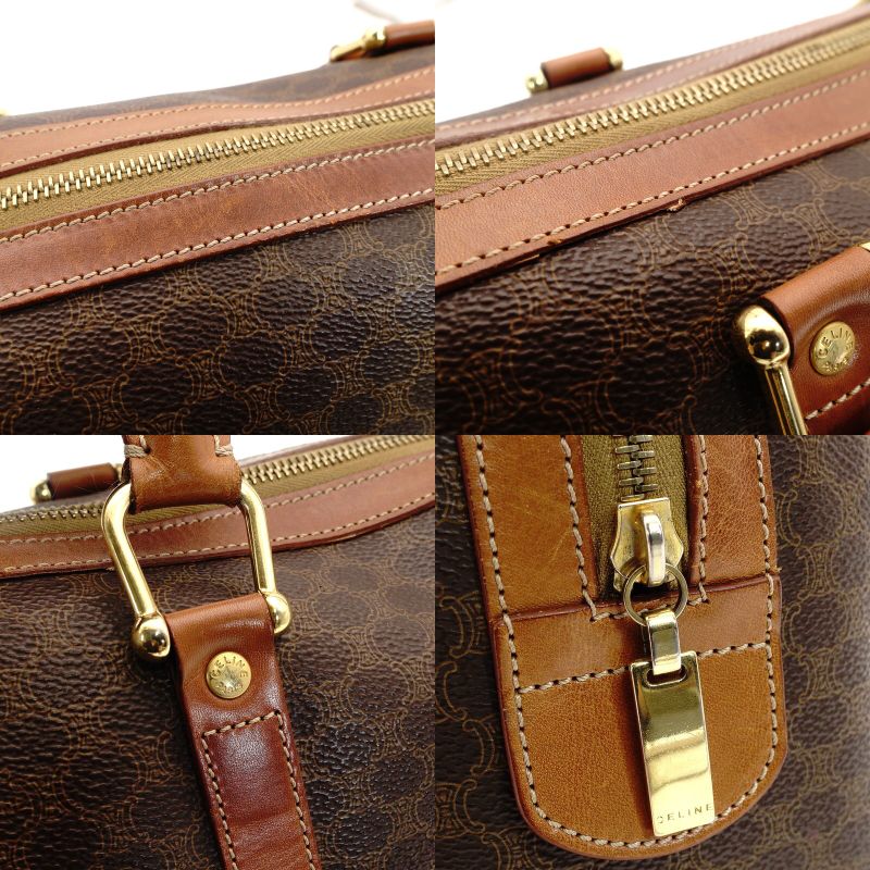 Céline Macadam Handbag Brown PVC Leather Vintage 7-9-502