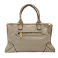 PRADA Galleria Handbag Greige Leather 2-Way Tote Women's Gold Hardware R801287