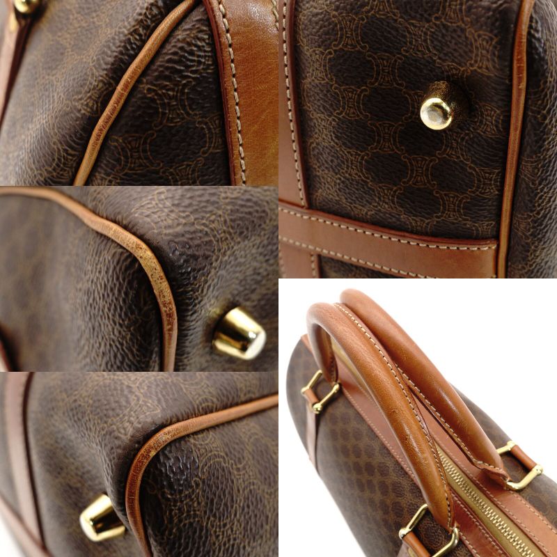 Céline Macadam Handbag Brown PVC Leather Vintage 7-9-502