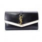 YVES SAINT LAURENT Bicolor Surpis Long Wallet, Leather, Black