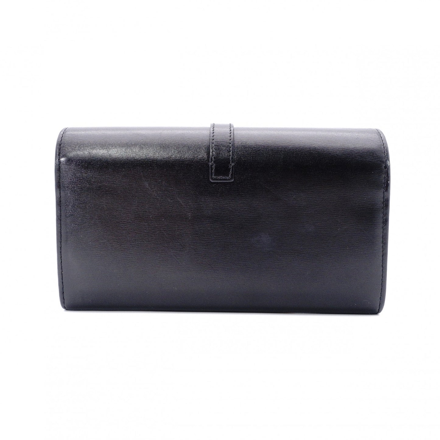 YVES SAINT LAURENT Bicolor Surpis Long Wallet, Leather, Black