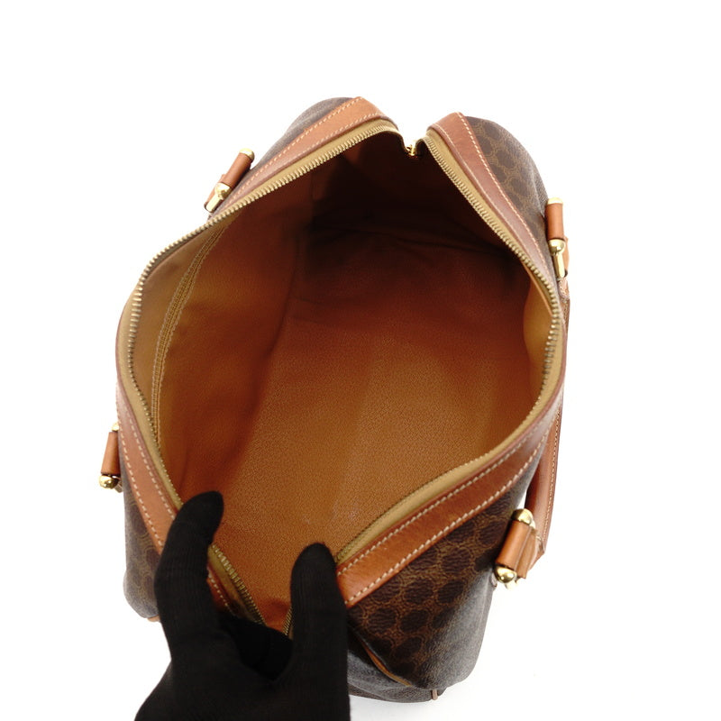 Céline Macadam Handbag Brown PVC Leather Vintage 7-9-502