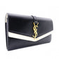 YVES SAINT LAURENT Bicolor Surpis Long Wallet, Leather, Black
