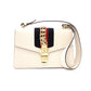 GUCCI Sylvie Shoulder Bag, Leather, White, Single Strap, Gold Hardware, Crossbody