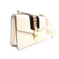 GUCCI Sylvie Shoulder Bag, Leather, White, Single Strap, Gold Hardware, Crossbody