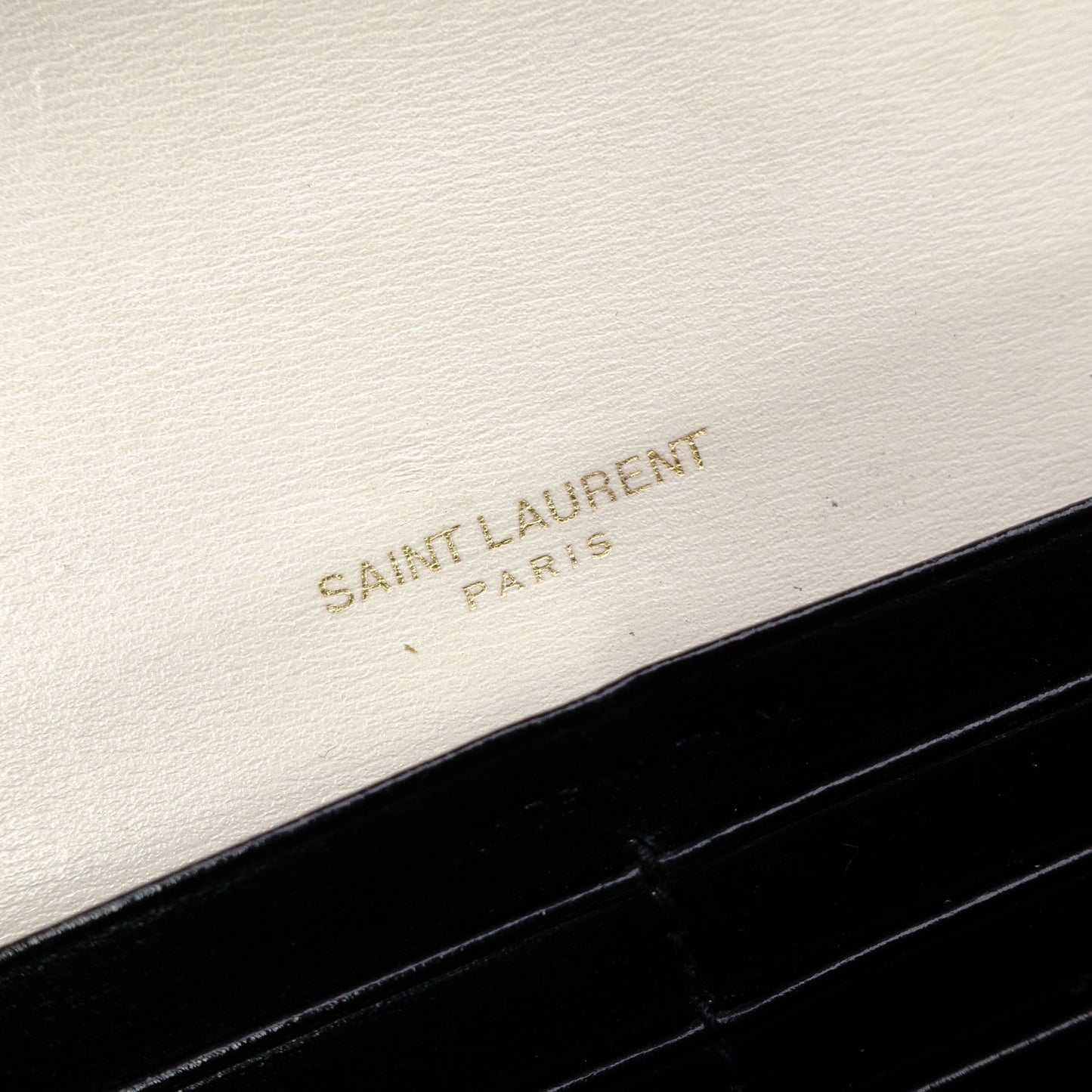 YVES SAINT LAURENT Bicolor Surpis Long Wallet, Leather, Black