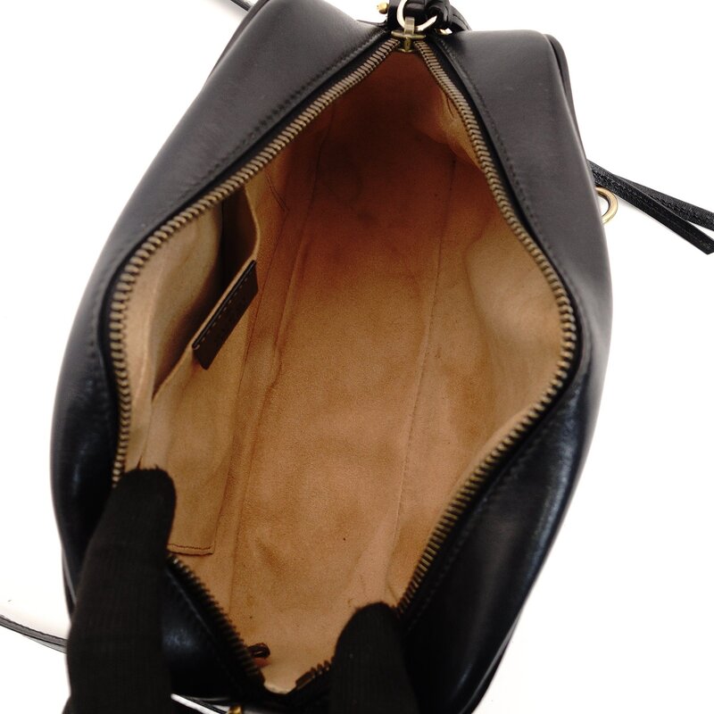 GUCCI GG Marmont Chain Shoulder Bag Black Leather Gold Hardware Crossbody 7-9-451