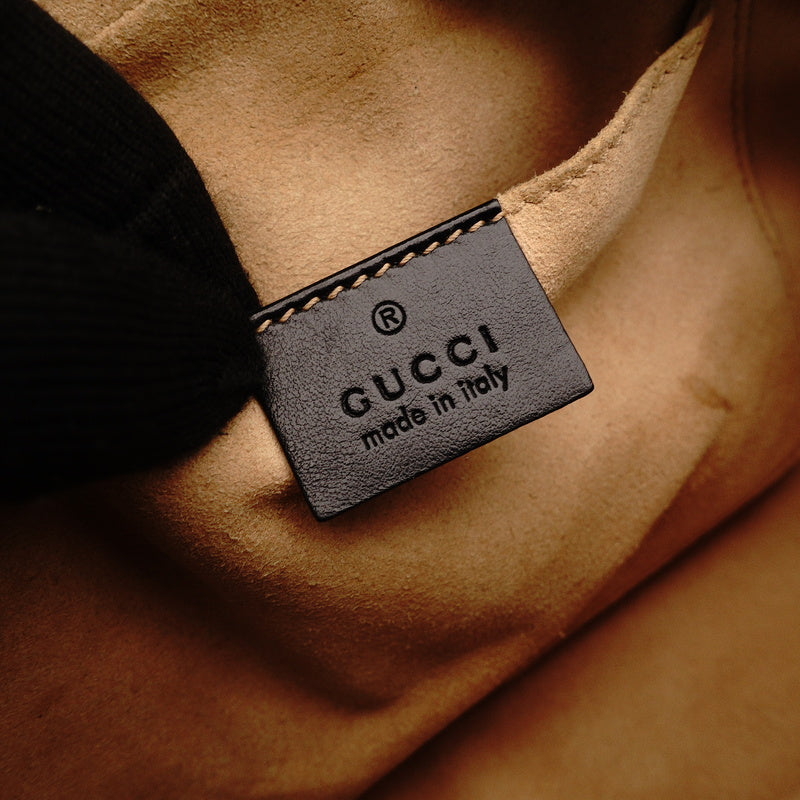 GUCCI GG Marmont Chain Shoulder Bag Black Leather Gold Hardware Crossbody 7-9-451