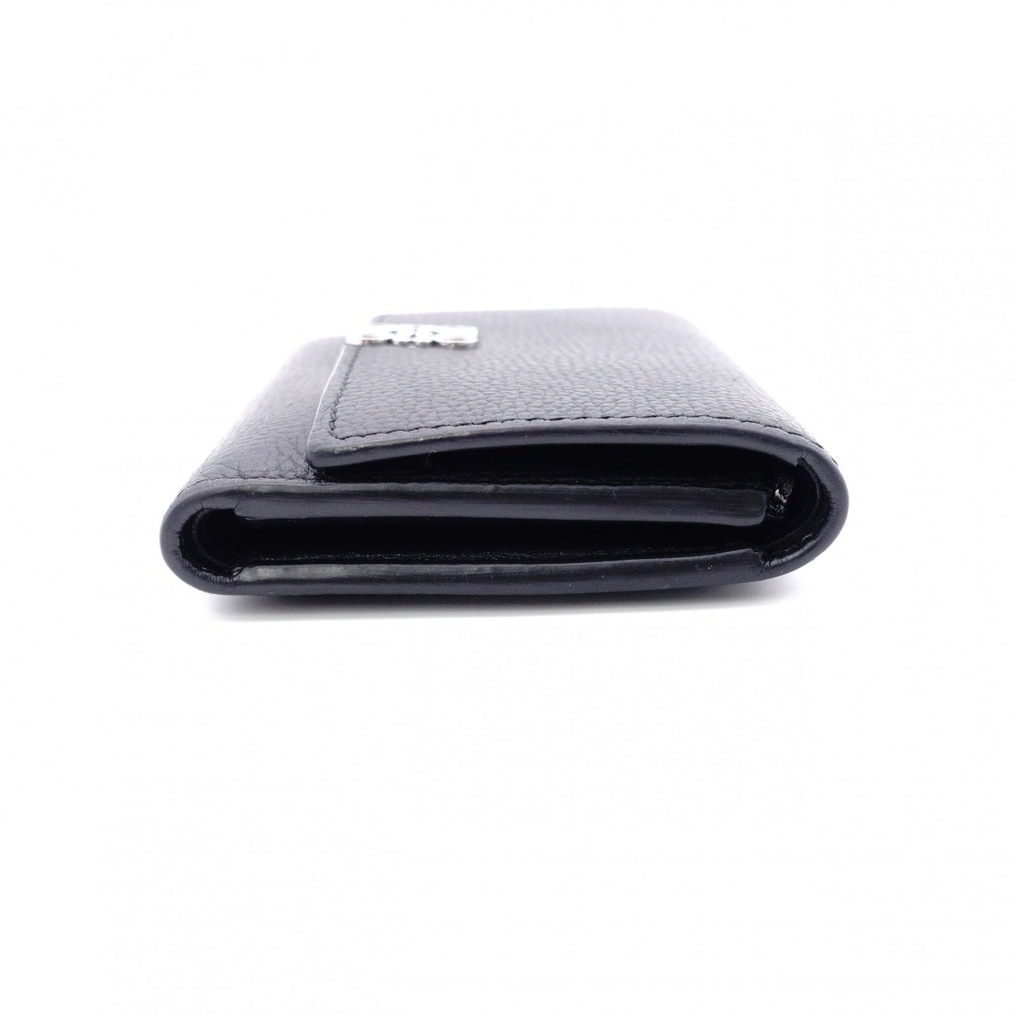 LOEWE Vertical Wallet Anagram Tri-fold Wallet Leather Black with Silver Hardware
