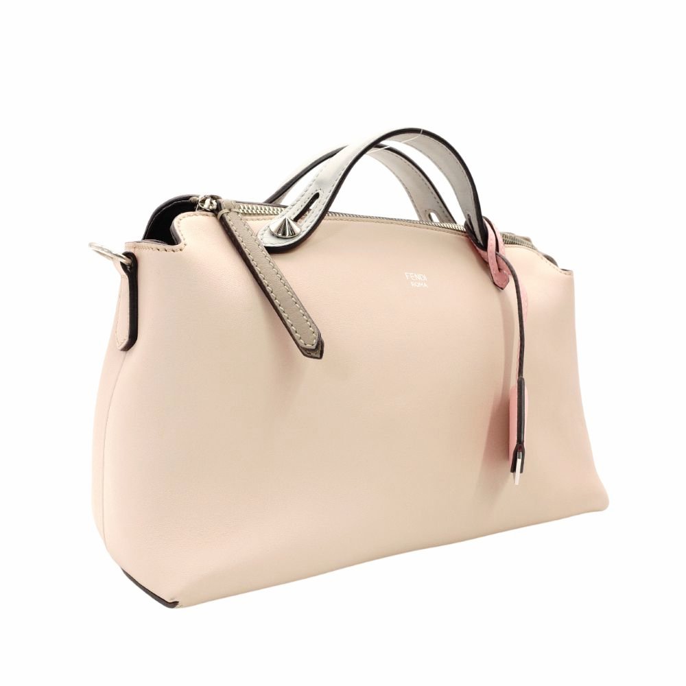FENDI By the Way Handbag Pink Beige × Blue Leather 2-Way Shoulder R801548