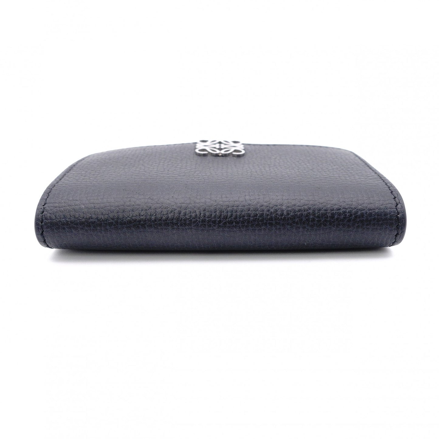 LOEWE Vertical Wallet Anagram Tri-fold Wallet Leather Black with Silver Hardware