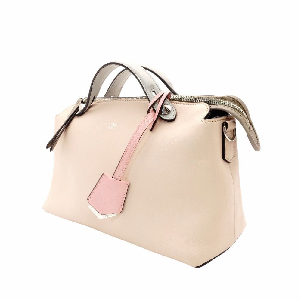 FENDI By the Way Handbag Pink Beige × Blue Leather 2-Way Shoulder R801548