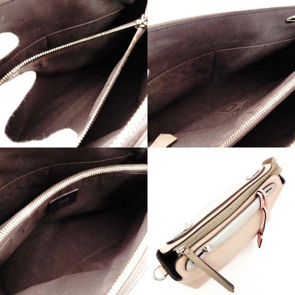 FENDI By the Way Handbag Pink Beige × Blue Leather 2-Way Shoulder R801548