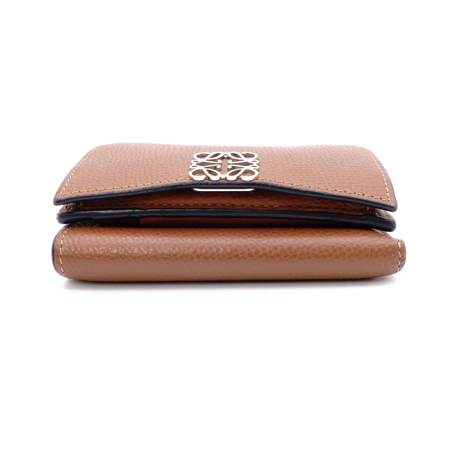 LOEWE Vertical Wallet Anagram Tri-fold Wallet Leather Brown