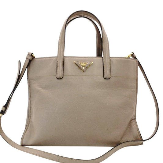 PRADA Argila Saffiano Leather Handbag Gray Leather 2-Way Shoulder R801614