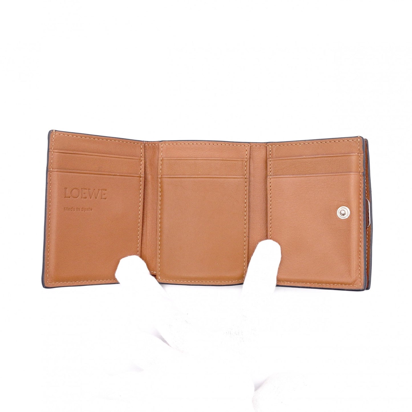 LOEWE Vertical Wallet Anagram Tri-fold Wallet Leather Brown