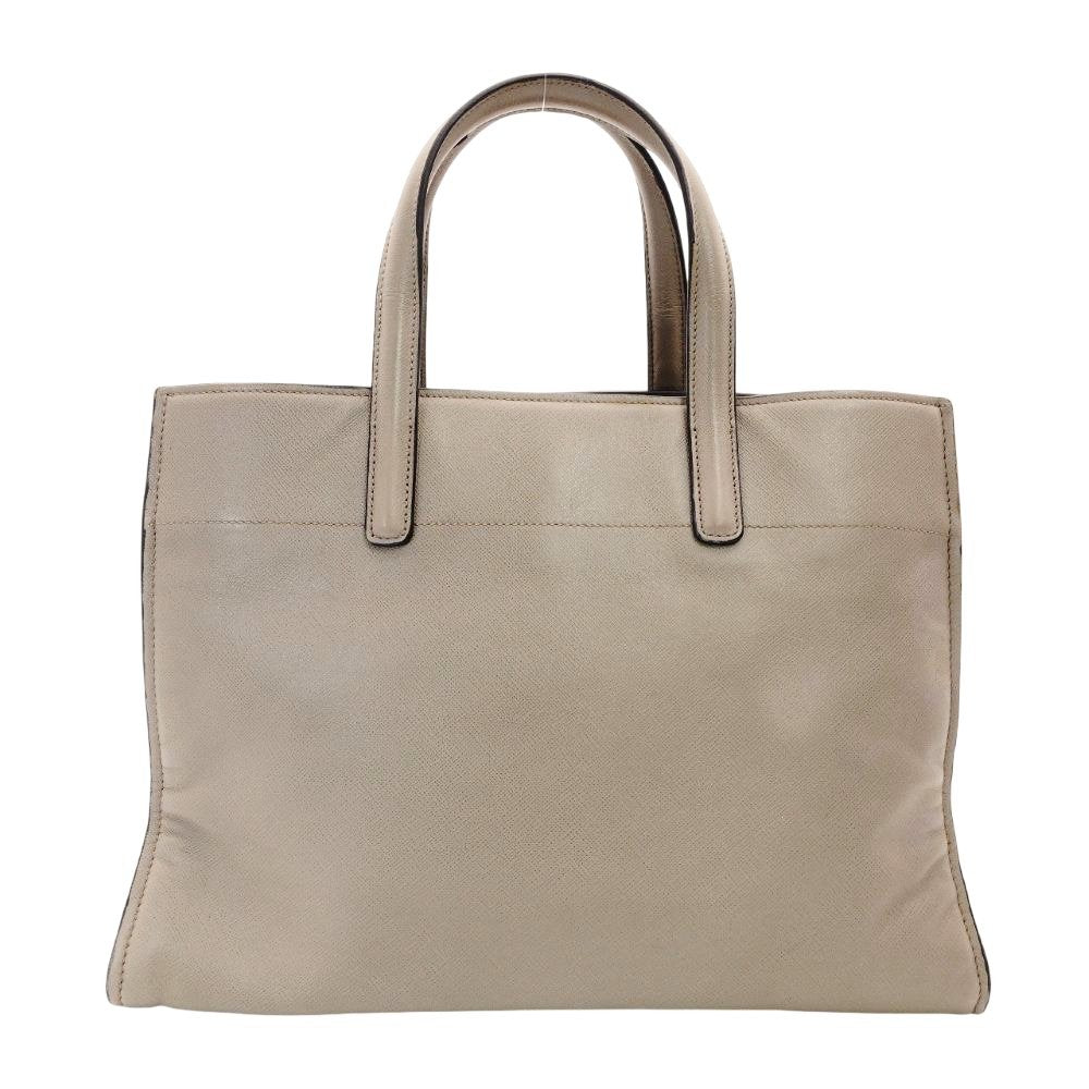 PRADA Argila Saffiano Leather Handbag Gray Leather 2-Way Shoulder R801614
