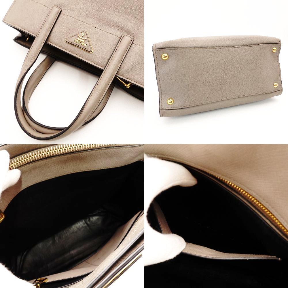 PRADA Argila Saffiano Leather Handbag Gray Leather 2-Way Shoulder R801614