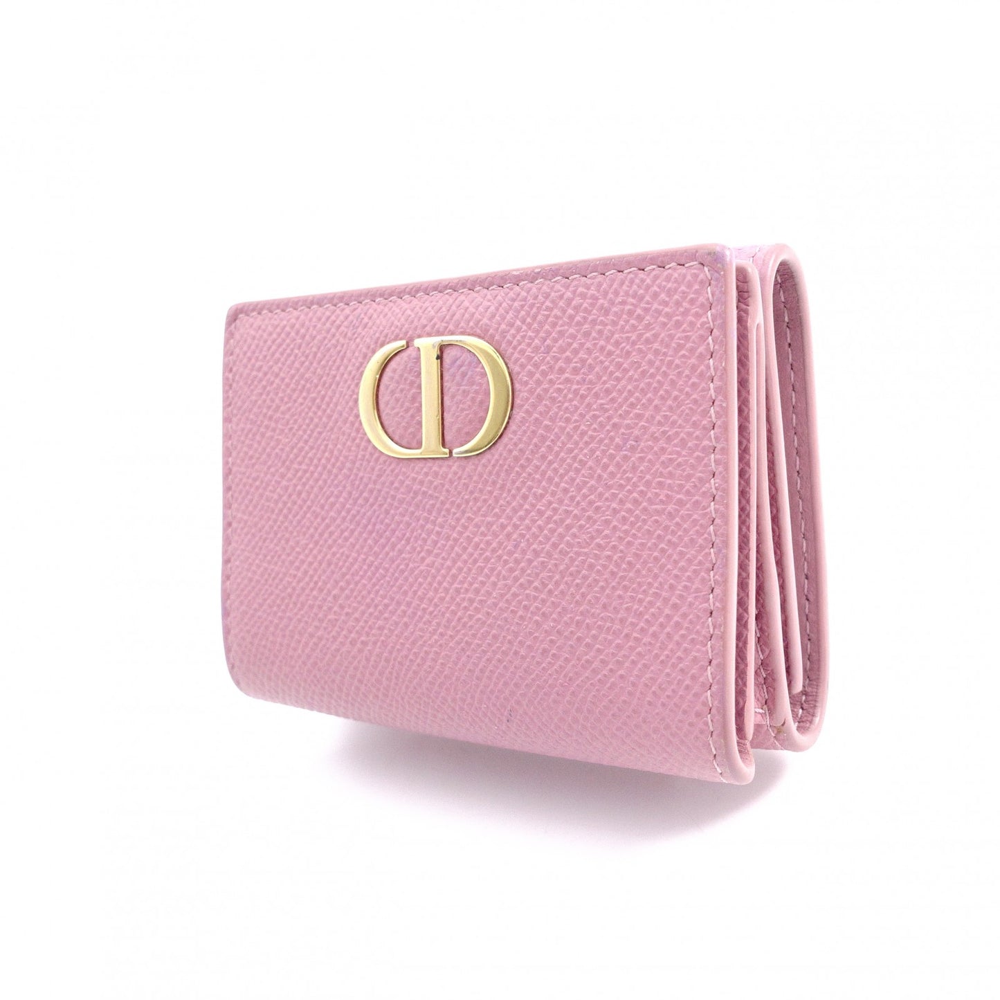 Christian Dior 30 Montaigne Bifold Wallet, Leather, Pink, CD Logo, Gold Hardware