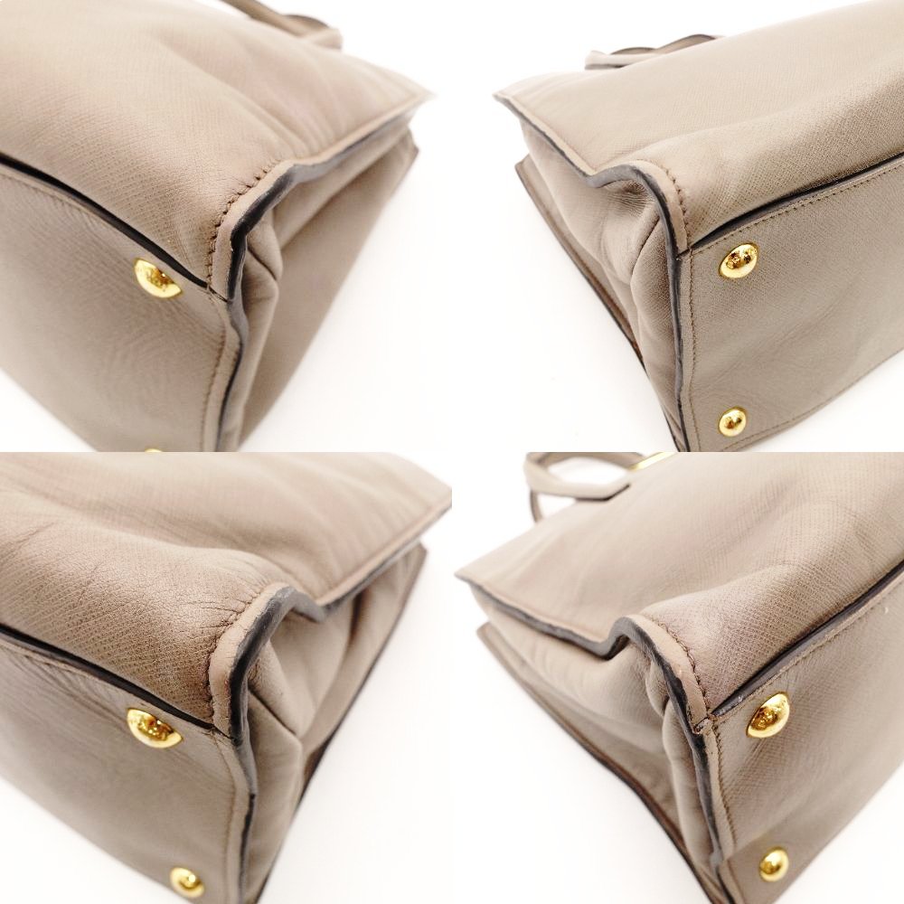 PRADA Argila Saffiano Leather Handbag Gray Leather 2-Way Shoulder R801614