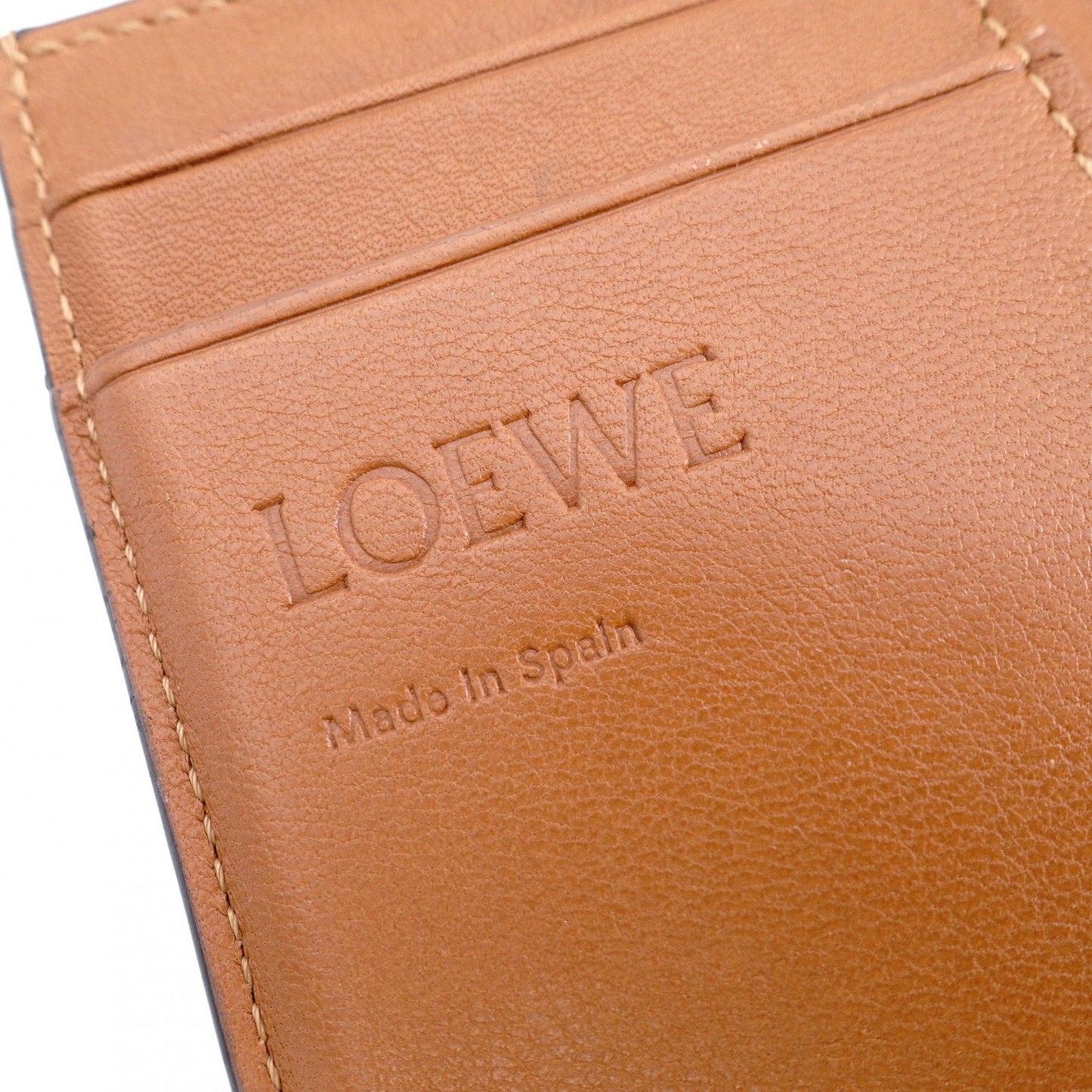LOEWE Vertical Wallet Anagram Tri-fold Wallet Leather Brown