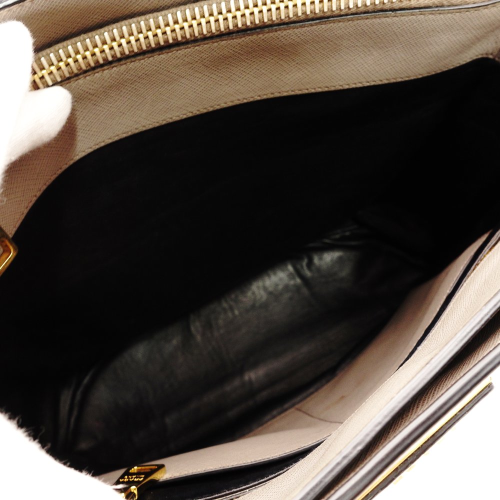 PRADA Argila Saffiano Leather Handbag Gray Leather 2-Way Shoulder R801614