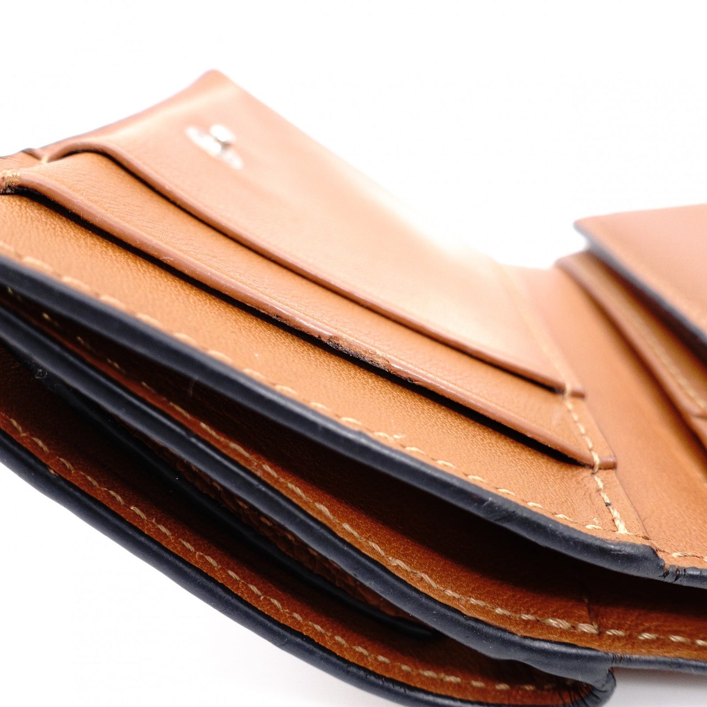 LOEWE Vertical Wallet Anagram Tri-fold Wallet Leather Brown