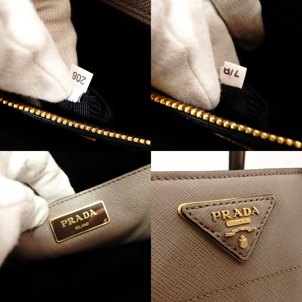 PRADA Argila Saffiano Leather Handbag Gray Leather 2-Way Shoulder R801614
