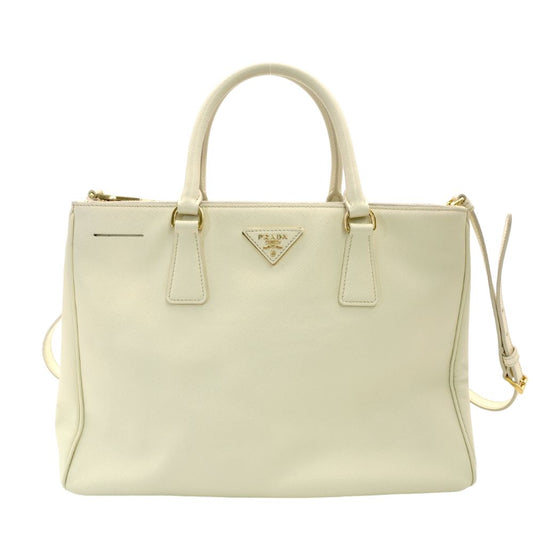 PRADA Galleria Handbag White Leather Gold Hardware 2-Way White Tote Bag R801569