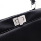 FENDI Mini Peekaboo Handbag, Leather, Black, 2-way, with blue ruffle, crossbody