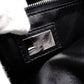FENDI Mini Peekaboo Handbag, Leather, Black, 2-way, with blue ruffle, crossbody