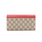 GUCCI GG Supreme Long Wallet, PVC/Leather, Pink, Red, GG Logo Wallet