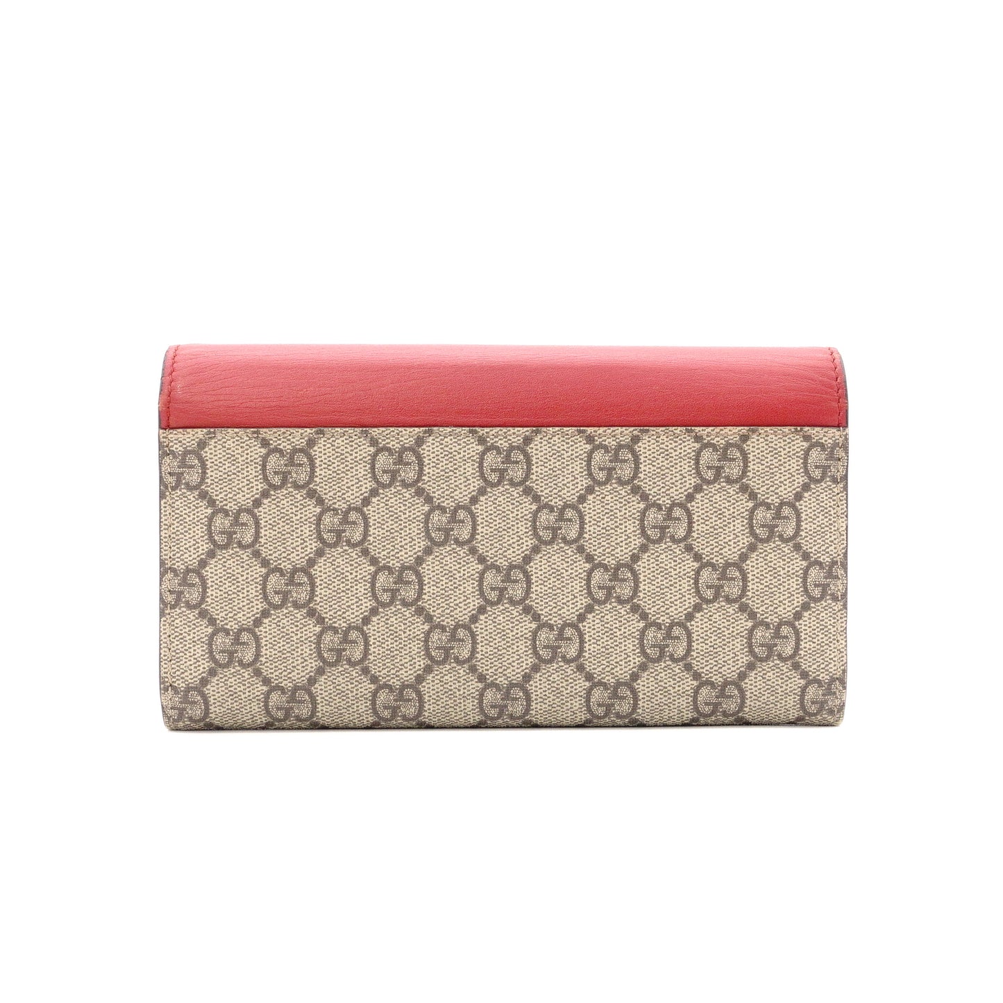 GUCCI GG Supreme Long Wallet, PVC/Leather, Pink, Red, GG Logo Wallet