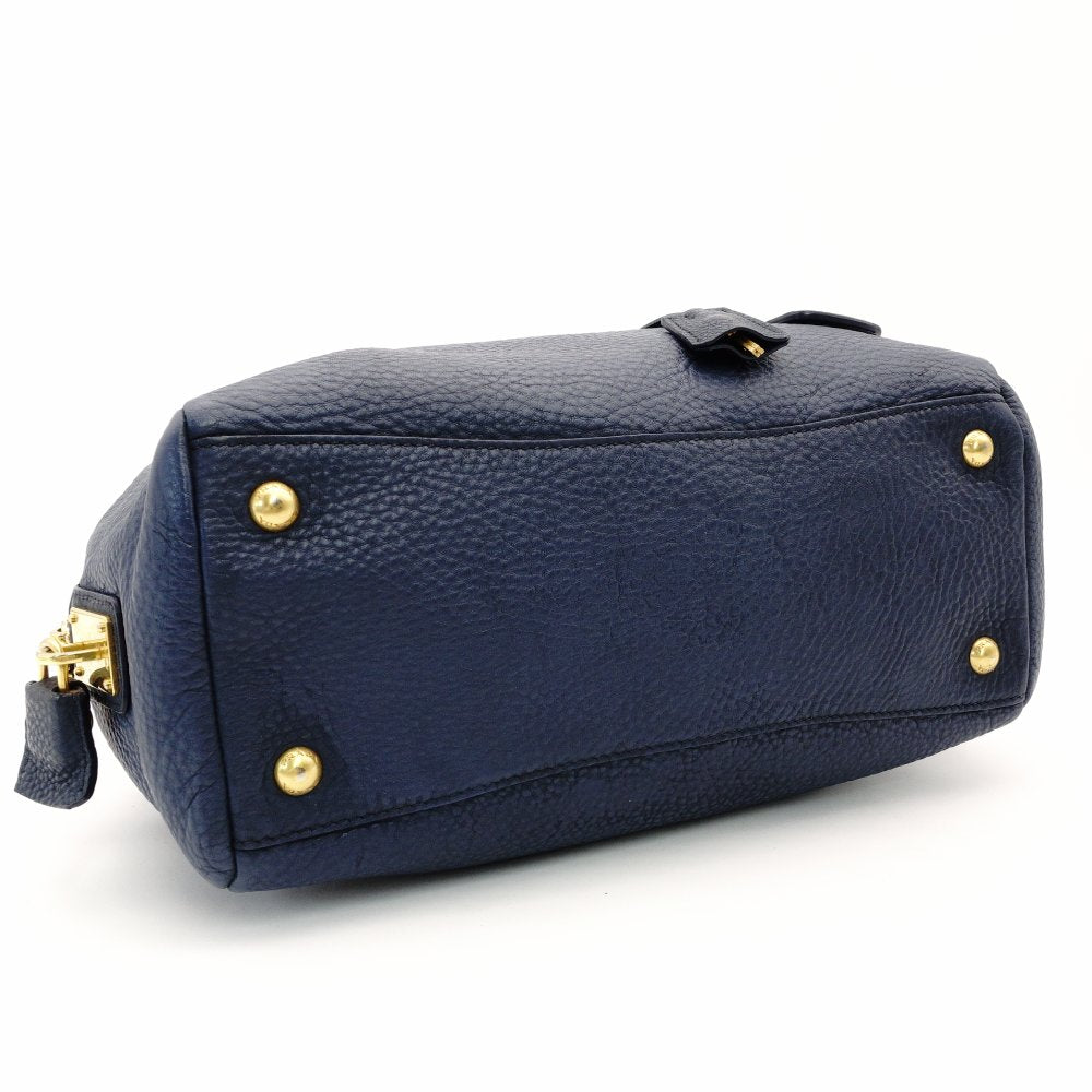 PRADA Vittorino Shoulder Bag Blue Navy Gold Hardware Tote R801379