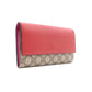 GUCCI GG Supreme Long Wallet, PVC/Leather, Pink, Red, GG Logo Wallet