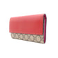 GUCCI GG Supreme Long Wallet, PVC/Leather, Pink, Red, GG Logo Wallet