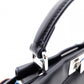 FENDI Mini Peekaboo Handbag, Leather, Black, 2-way, with blue ruffle, crossbody