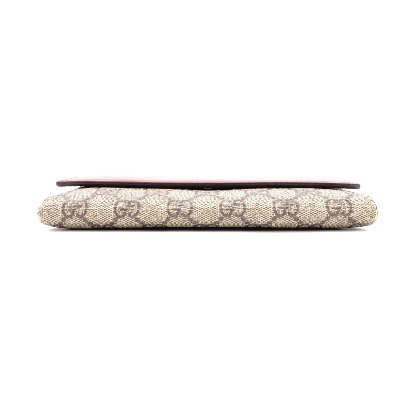 GUCCI GG Supreme Long Wallet, PVC/Leather, Pink, Red, GG Logo Wallet