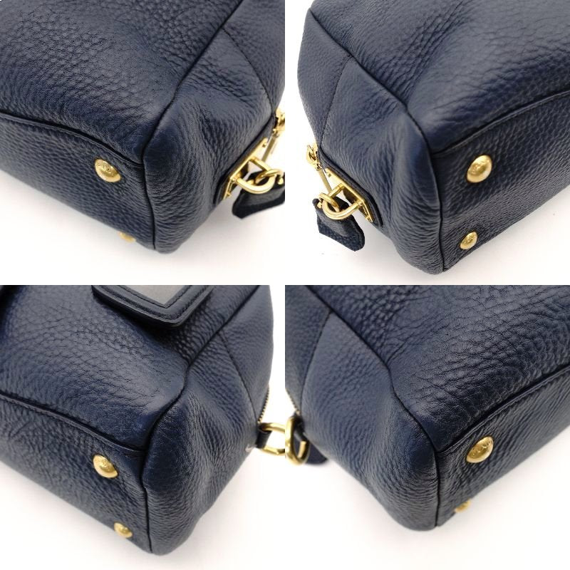 PRADA Vittorino Shoulder Bag Blue Navy Gold Hardware Tote R801379