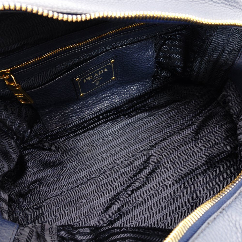 PRADA Vittorino Shoulder Bag Blue Navy Gold Hardware Tote R801379