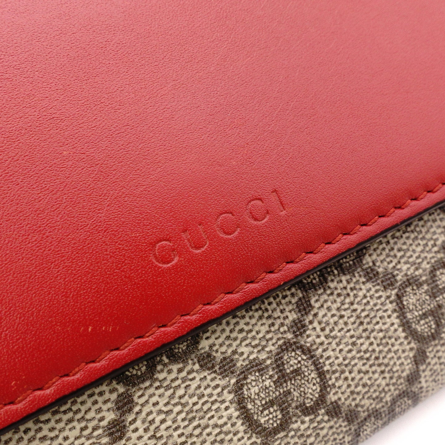 GUCCI GG Supreme Long Wallet, PVC/Leather, Pink, Red, GG Logo Wallet