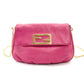 FENDI Mamma Chain Shoulder Bag Pink Leather Crossbody FF Logo Gold Hardware R801581